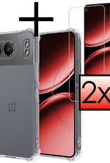 NoXx Hoesje Geschikt voor OnePlus Nord 4 Hoesje Siliconen Shock Proof Case Hoes Met 2x Screenprotector - Hoes Geschikt voor OnePlus Nord 4 Hoes Cover Case Shockproof - Transparant