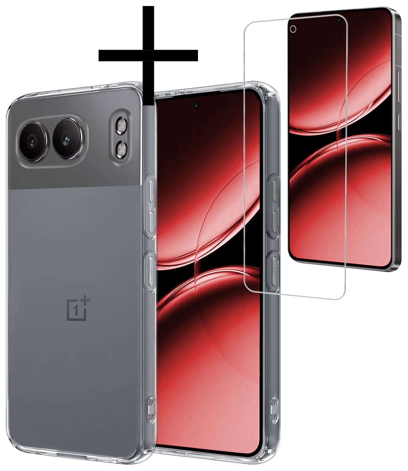 NoXx Hoesje Geschikt voor OnePlus Nord 4 Hoesje Siliconen Case Hoes Met Screenprotector - Hoes Geschikt voor OnePlus Nord 4 Hoes Cover Case - Transparant