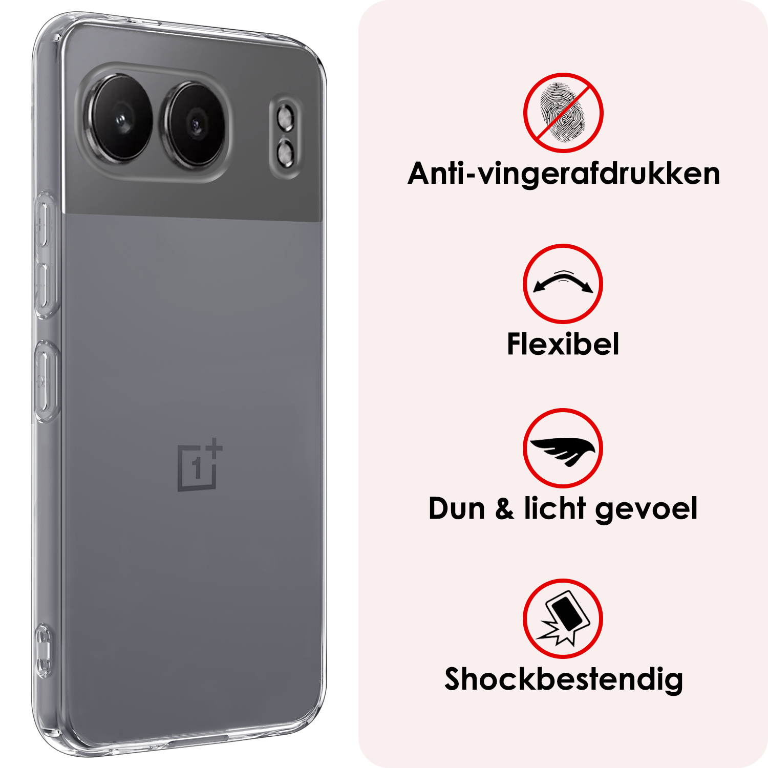 NoXx Hoesje Geschikt voor OnePlus Nord 4 Hoesje Siliconen Case Hoes Met Screenprotector - Hoes Geschikt voor OnePlus Nord 4 Hoes Cover Case - Transparant