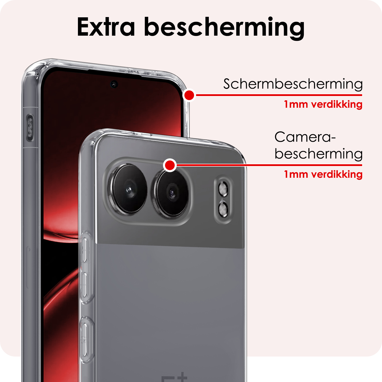 NoXx Hoesje Geschikt voor OnePlus Nord 4 Hoesje Siliconen Case Hoes Met Screenprotector - Hoes Geschikt voor OnePlus Nord 4 Hoes Cover Case - Transparant