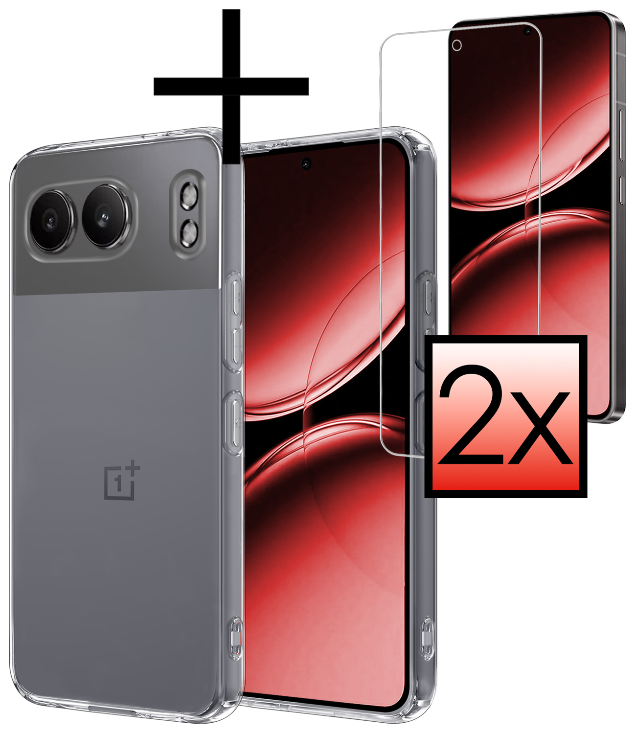 NoXx Hoesje Geschikt voor OnePlus Nord 4 Hoesje Siliconen Case Hoes Met 2x Screenprotector - Hoes Geschikt voor OnePlus Nord 4 Hoes Cover Case - Transparant