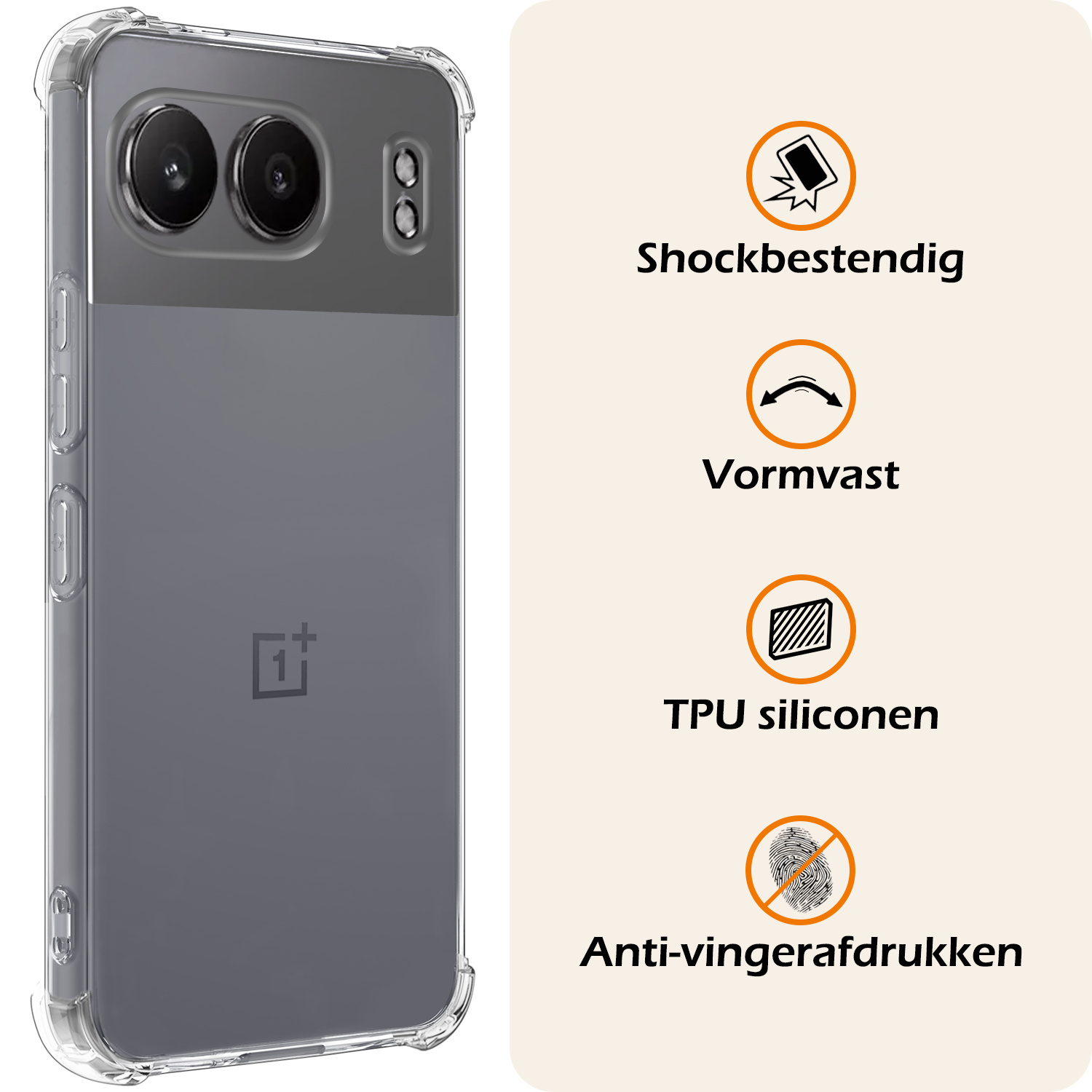 Nomfy Hoesje Geschikt voor OnePlus Nord 4 Hoesje Siliconen Shock Proof Case Hoes Met Screenprotector - Hoes Geschikt voor OnePlus Nord 4 Hoes Cover Case Shockproof - Transparant