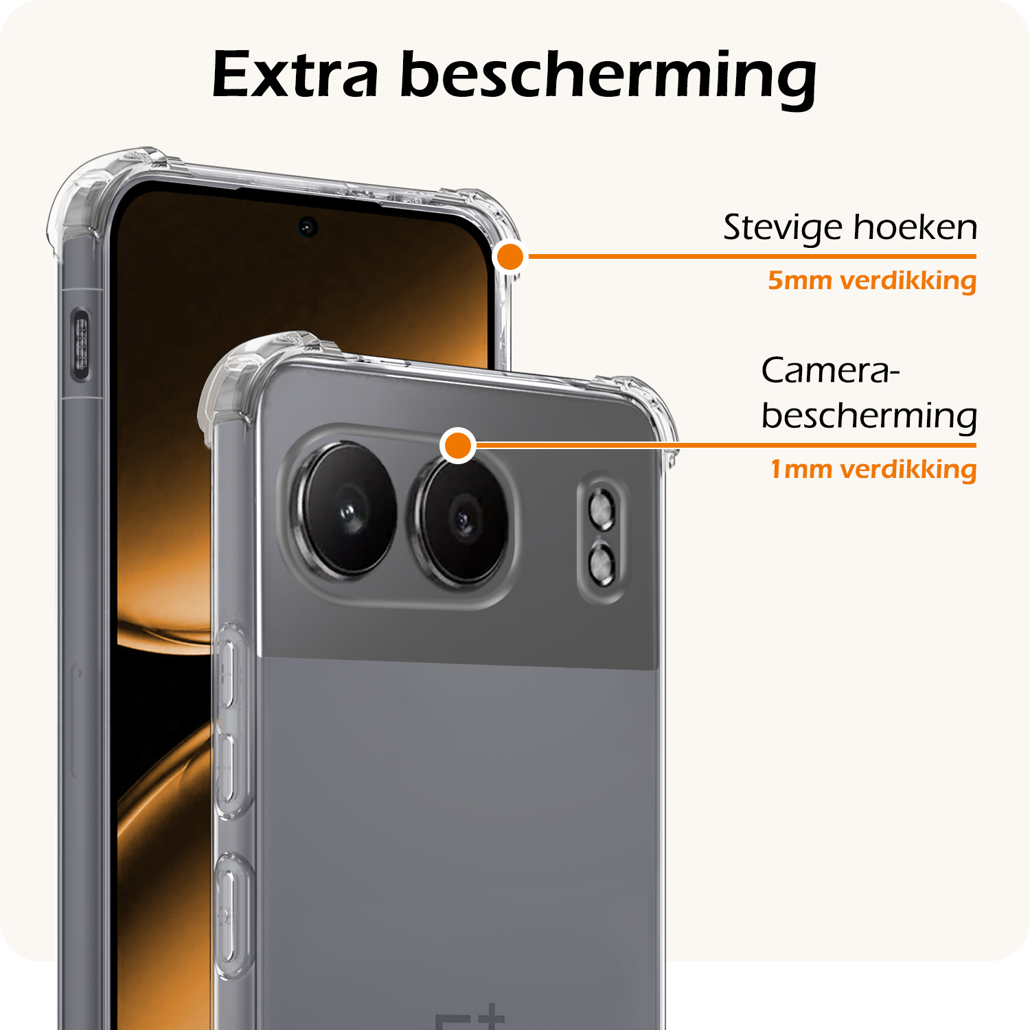 Nomfy Hoesje Geschikt voor OnePlus Nord 4 Hoesje Siliconen Shock Proof Case Hoes Met Screenprotector - Hoes Geschikt voor OnePlus Nord 4 Hoes Cover Case Shockproof - Transparant