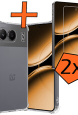 Nomfy Hoesje Geschikt voor OnePlus Nord 4 Hoesje Siliconen Shock Proof Case Hoes Met 2x Screenprotector - Hoes Geschikt voor OnePlus Nord 4 Hoes Cover Case Shockproof - Transparant
