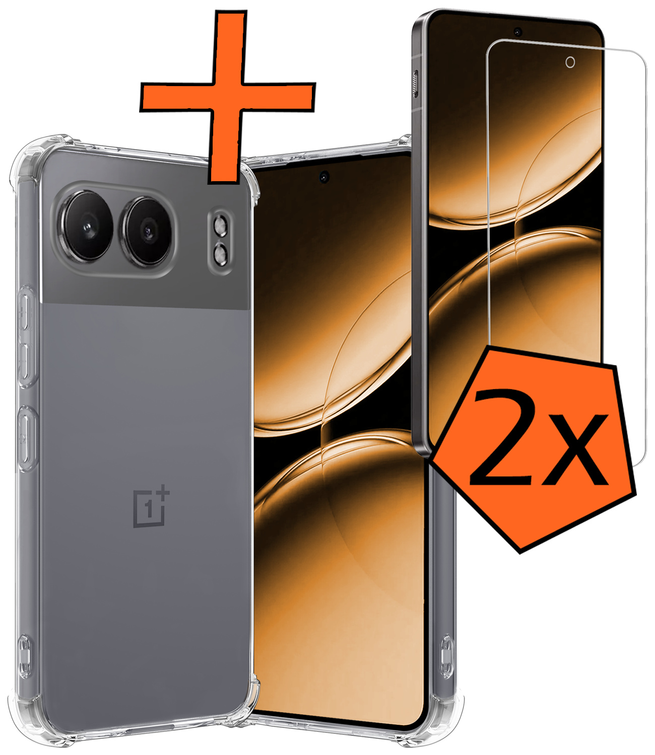 Nomfy Hoesje Geschikt voor OnePlus Nord 4 Hoesje Siliconen Shock Proof Case Hoes Met 2x Screenprotector - Hoes Geschikt voor OnePlus Nord 4 Hoes Cover Case Shockproof - Transparant