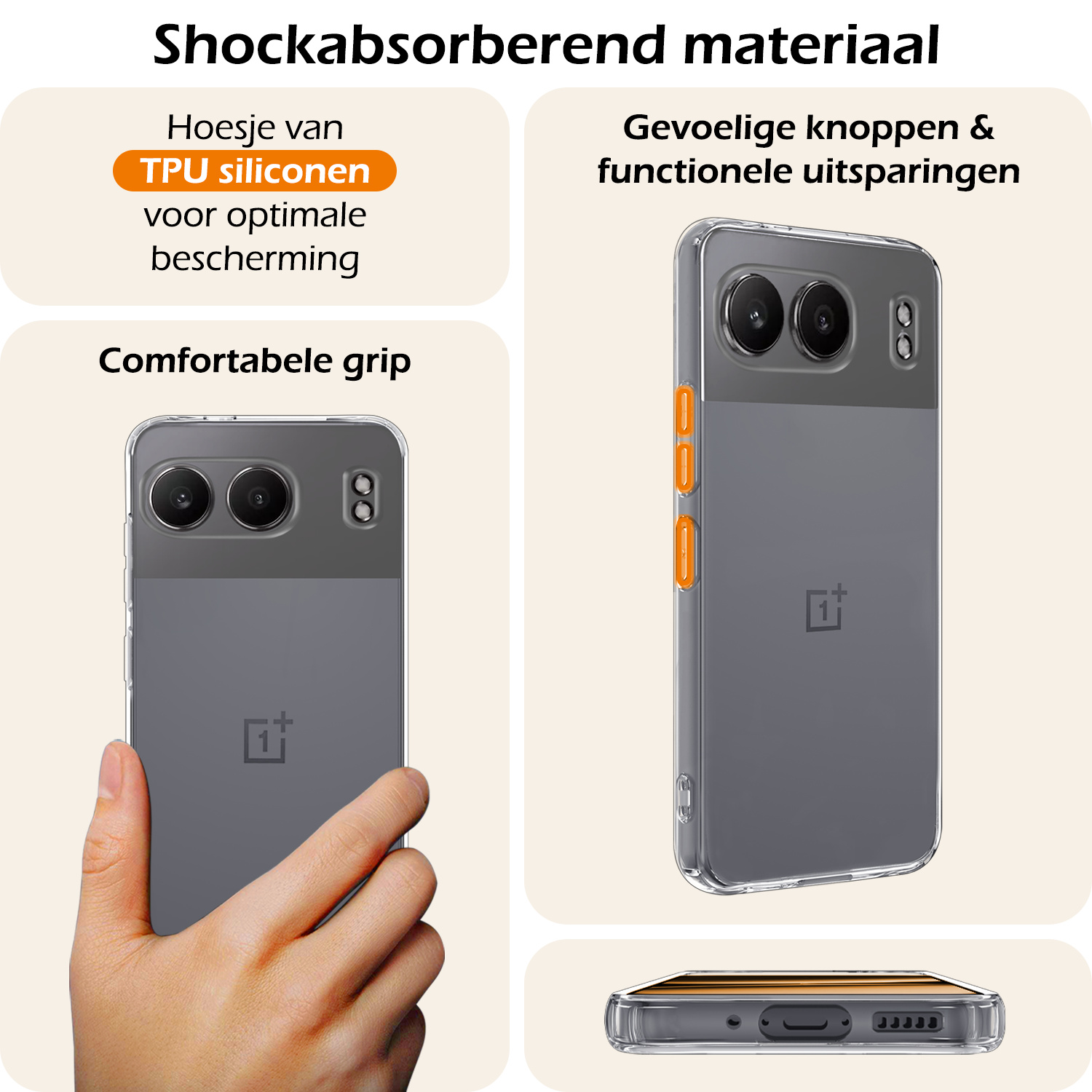 Nomfy Hoesje Geschikt voor OnePlus Nord 4 Hoesje Siliconen Case Hoes Met Screenprotector - Hoes Geschikt voor OnePlus Nord 4 Hoes Cover Case - Transparant
