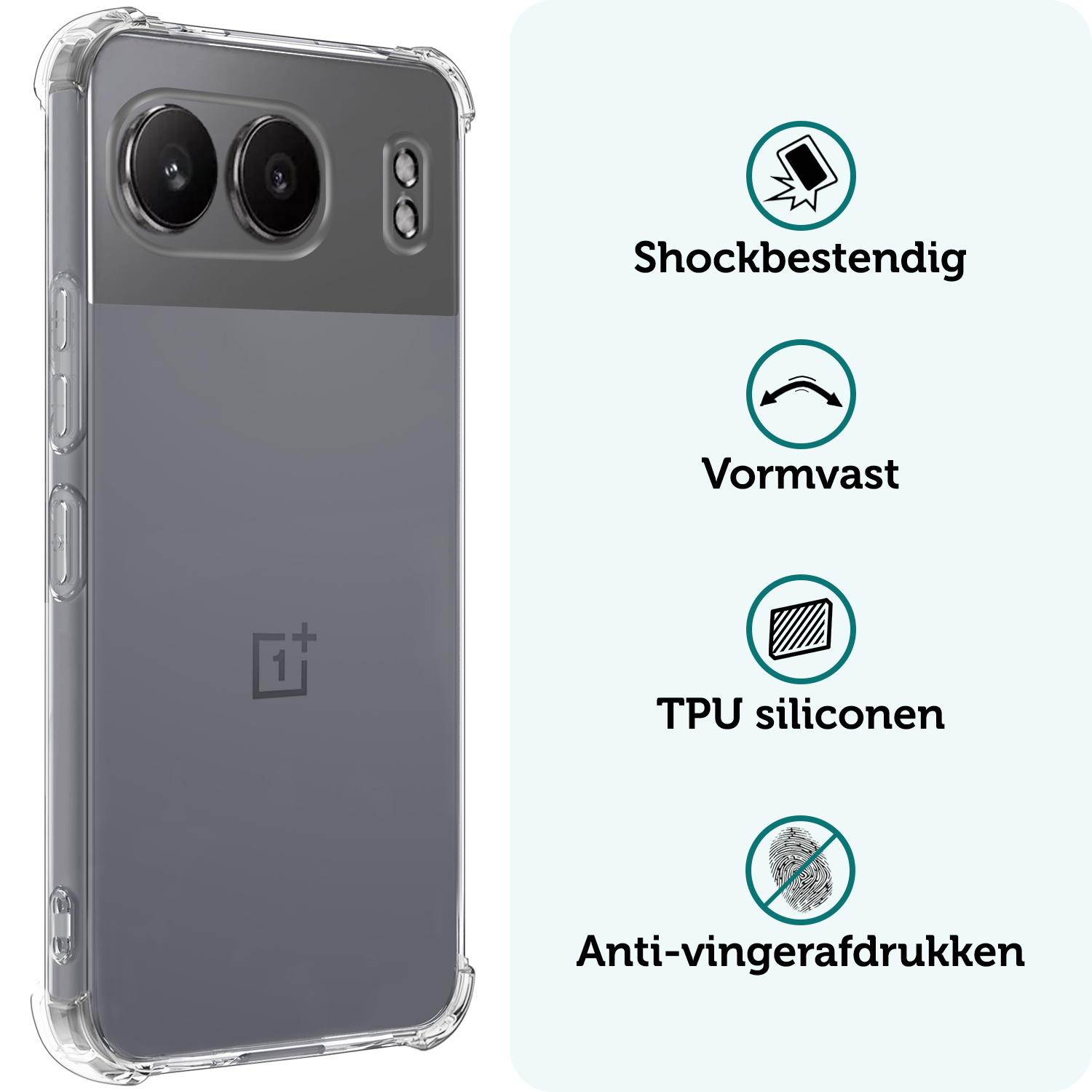 Forterra Hoesje Geschikt voor OnePlus Nord 4 Hoesje Siliconen Shock Proof Case Hoes - Hoes Geschikt voor OnePlus Nord 4 Hoes Cover Case Shockproof - Transparant