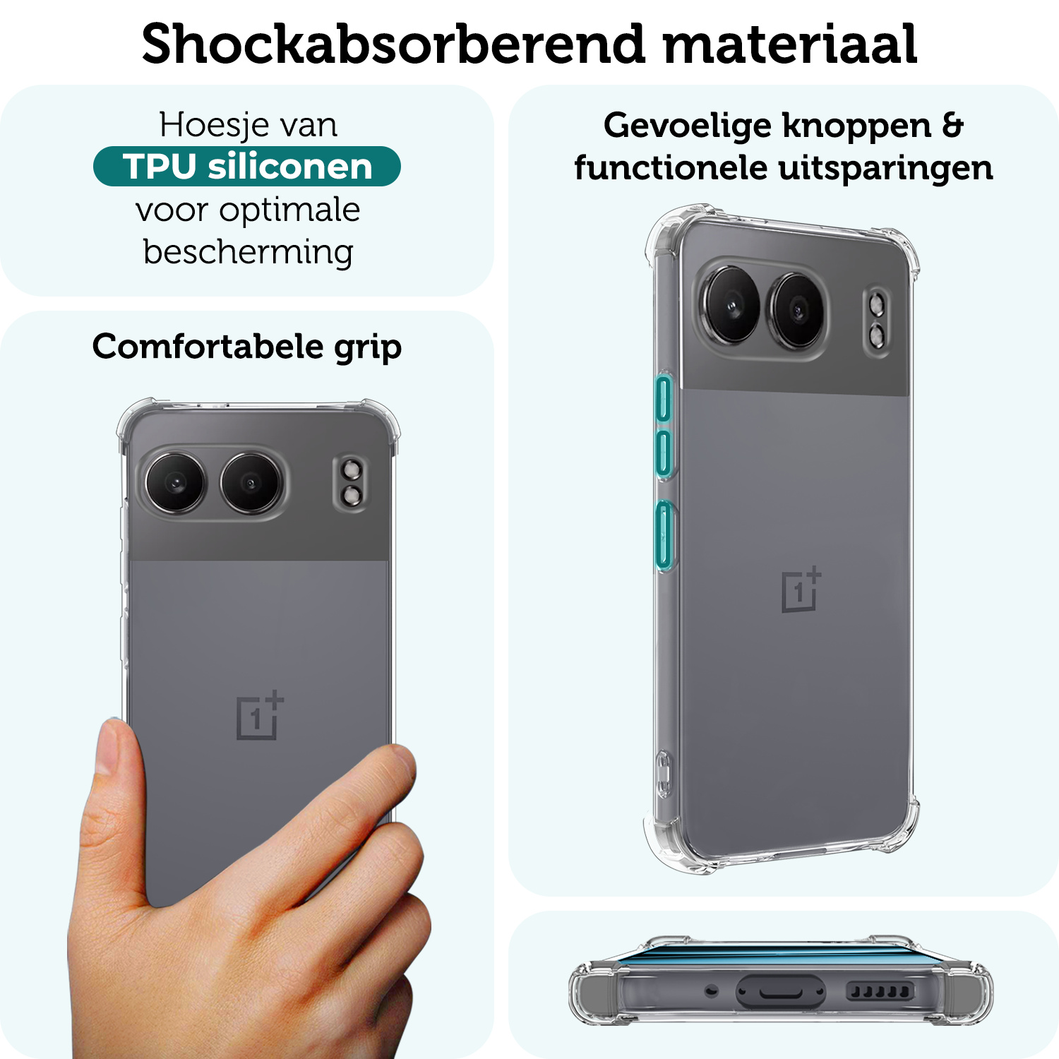 Forterra Hoesje Geschikt voor OnePlus Nord 4 Hoesje Siliconen Shock Proof Case Hoes - Hoes Geschikt voor OnePlus Nord 4 Hoes Cover Case Shockproof - Transparant