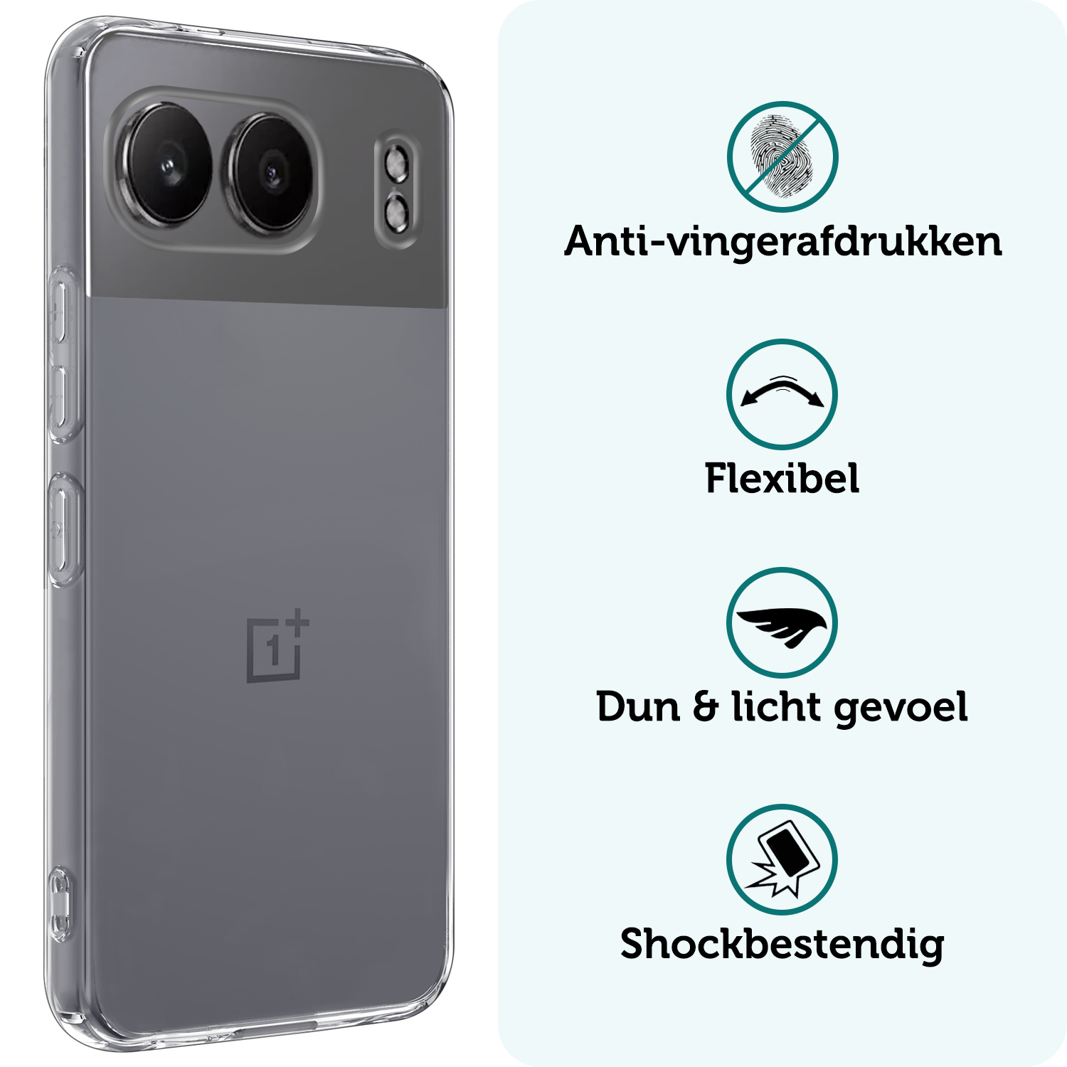 Forterra Hoesje Geschikt voor OnePlus Nord 4 Hoesje Siliconen Case Hoes - Hoes Geschikt voor OnePlus Nord 4 Hoes Cover Case - Transparant
