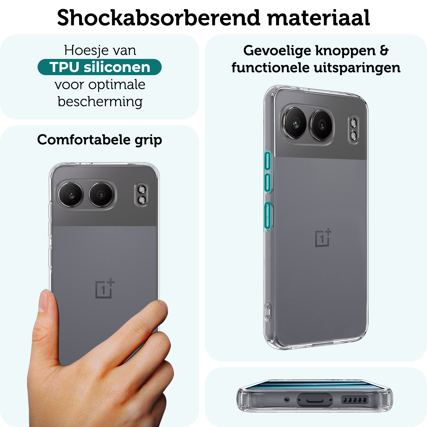 Forterra Hoesje Geschikt voor OnePlus Nord 4 Hoesje Siliconen Case Hoes - Hoes Geschikt voor OnePlus Nord 4 Hoes Cover Case - Transparant