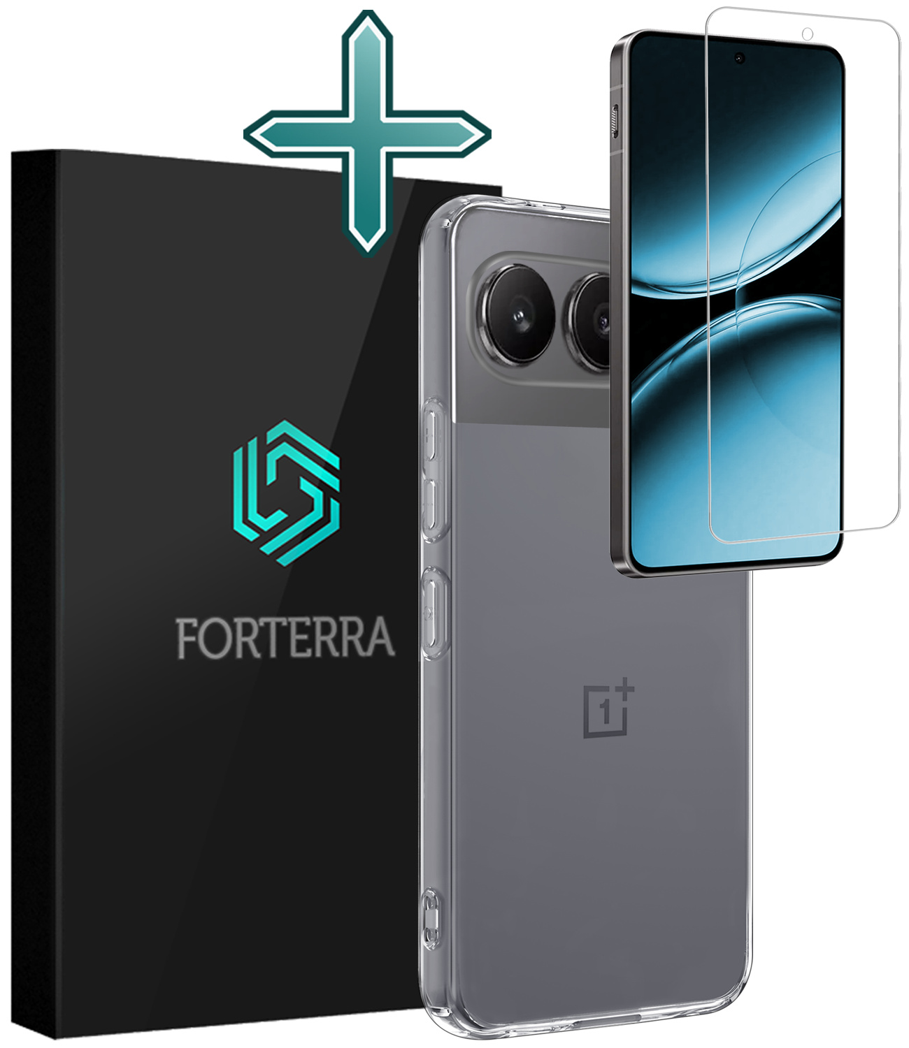 Forterra Hoesje Geschikt voor OnePlus Nord 4 Hoesje Siliconen Case Hoes Met Screenprotector - Hoes Geschikt voor OnePlus Nord 4 Hoes Cover Case - Transparant