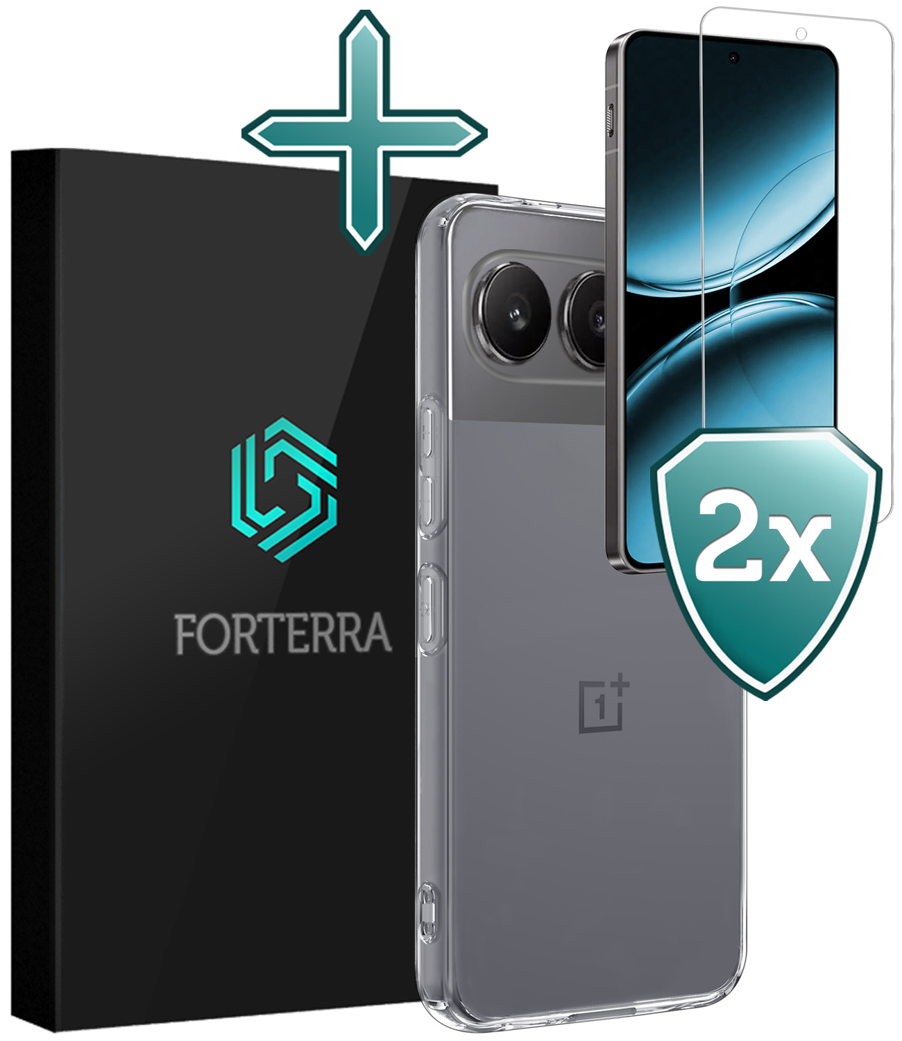 Forterra Hoesje Geschikt voor OnePlus Nord 4 Hoesje Siliconen Case Hoes Met 2x Screenprotector - Hoes Geschikt voor OnePlus Nord 4 Hoes Cover Case - Transparant