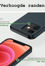 BASEY. Hoes Geschikt voor iPhone 11 Hoesje Hard Case Met Pas Houder - Hoesje Geschikt voor iPhone 11 Hoes Shockproof Hard Cover Met Kaarthouder - Donker Blauw