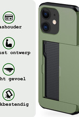 BASEY. Hoes Geschikt voor iPhone 11 Hoesje Hard Case Met Pas Houder - Hoesje Geschikt voor iPhone 11 Hoes Shockproof Hard Cover Met Kaarthouder - Donker Groen