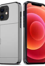 BASEY. Hoes Geschikt voor iPhone 11 Hoesje Hard Case Met Pas Houder - Hoesje Geschikt voor iPhone 11 Hoes Shockproof Hard Cover Met Kaarthouder - Grijs