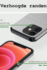 BASEY. Hoes Geschikt voor iPhone 11 Hoesje Hard Case Met Pas Houder - Hoesje Geschikt voor iPhone 11 Hoes Shockproof Hard Cover Met Kaarthouder - Grijs