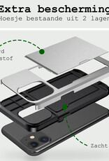 BASEY. Hoes Geschikt voor iPhone 11 Hoesje Hard Case Met Pas Houder - Hoesje Geschikt voor iPhone 11 Hoes Shockproof Hard Cover Met Kaarthouder - Grijs