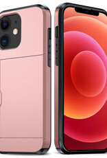 BASEY. Hoes Geschikt voor iPhone 11 Hoesje Hard Case Met Pas Houder - Hoesje Geschikt voor iPhone 11 Hoes Shockproof Hard Cover Met Kaarthouder - Rosé Goud