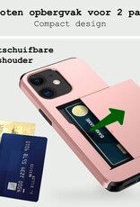 BASEY. Hoes Geschikt voor iPhone 11 Hoesje Hard Case Met Pas Houder - Hoesje Geschikt voor iPhone 11 Hoes Shockproof Hard Cover Met Kaarthouder - Rosé Goud