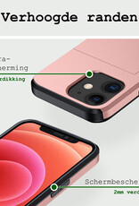 BASEY. Hoes Geschikt voor iPhone 11 Hoesje Hard Case Met Pas Houder - Hoesje Geschikt voor iPhone 11 Hoes Shockproof Hard Cover Met Kaarthouder - Rosé Goud