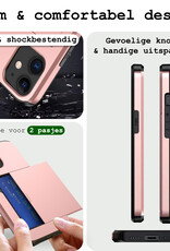 BASEY. Hoes Geschikt voor iPhone 11 Hoesje Hard Case Met Pas Houder - Hoesje Geschikt voor iPhone 11 Hoes Shockproof Hard Cover Met Kaarthouder - Rosé Goud