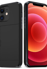 BASEY. Hoes Geschikt voor iPhone 11 Hoesje Hard Case Met Pas Houder - Hoesje Geschikt voor iPhone 11 Hoes Shockproof Hard Cover Met Kaarthouder - Zwart