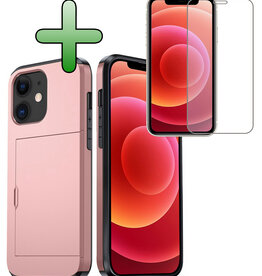 BASEY. BASEY. iPhone 11 Hoesje Pashouder Hard Met Screenprotector - Rosé Goud
