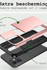 BASEY. Hoes Geschikt voor iPhone 11 Hoesje Hard Case Met Pas Houder Met Screenprotector - Hoesje Geschikt voor iPhone 11 Hoes Shockproof Hard Cover Met Kaarthouder - Rosé Goud