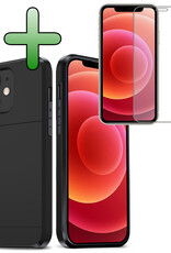 BASEY. Hoes Geschikt voor iPhone 11 Hoesje Hard Case Met Pas Houder Met Screenprotector - Hoesje Geschikt voor iPhone 11 Hoes Shockproof Hard Cover Met Kaarthouder - Zwart