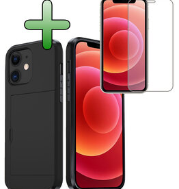 BASEY. BASEY. iPhone 11 Hoesje Pashouder Hard Met Screenprotector - Zwart