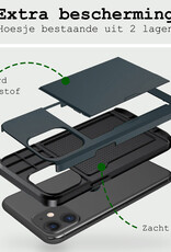 BASEY. Hoes Geschikt voor iPhone 11 Hoesje Hard Case Met Pas Houder Met 2x Screenprotector - Hoesje Geschikt voor iPhone 11 Hoes Shockproof Hard Cover Met Kaarthouder - Donker Blauw