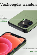 BASEY. Hoes Geschikt voor iPhone 11 Hoesje Hard Case Met Pas Houder Met 2x Screenprotector - Hoesje Geschikt voor iPhone 11 Hoes Shockproof Hard Cover Met Kaarthouder - Donker Groen