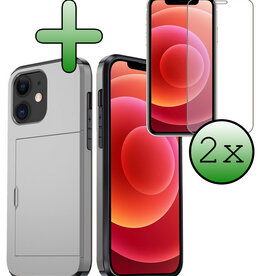 BASEY. BASEY. iPhone 11 Hoesje Pashouder Hard Met 2x Screenprotector - Grijs
