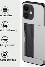 BASEY. Hoes Geschikt voor iPhone 11 Hoesje Hard Case Met Pas Houder Met 2x Screenprotector - Hoesje Geschikt voor iPhone 11 Hoes Shockproof Hard Cover Met Kaarthouder - Grijs