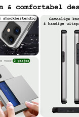 BASEY. Hoes Geschikt voor iPhone 11 Hoesje Hard Case Met Pas Houder Met 2x Screenprotector - Hoesje Geschikt voor iPhone 11 Hoes Shockproof Hard Cover Met Kaarthouder - Grijs