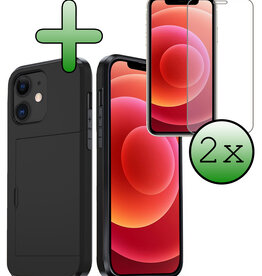 BASEY. BASEY. iPhone 11 Hoesje Pashouder Hard Met 2x Screenprotector - Zwart