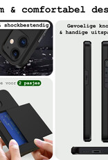 BASEY. Hoes Geschikt voor iPhone 11 Hoesje Hard Case Met Pas Houder Met 2x Screenprotector - Hoesje Geschikt voor iPhone 11 Hoes Shockproof Hard Cover Met Kaarthouder - Zwart
