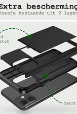 BASEY. Hoes Geschikt voor iPhone 11 Hoesje Hard Case Met Pas Houder Met 2x Screenprotector - Hoesje Geschikt voor iPhone 11 Hoes Shockproof Hard Cover Met Kaarthouder - Zwart
