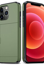 BASEY. Hoes Geschikt voor iPhone 11 Pro Hoesje Hard Case Met Pas Houder - Hoesje Geschikt voor iPhone 11 Pro Hoes Shockproof Hard Cover Met Kaarthouder - Donker Groen