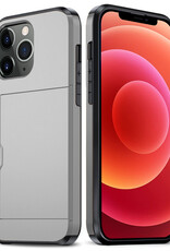 BASEY. Hoes Geschikt voor iPhone 11 Pro Hoesje Hard Case Met Pas Houder - Hoesje Geschikt voor iPhone 11 Pro Hoes Shockproof Hard Cover Met Kaarthouder - Grijs