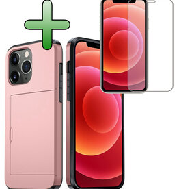BASEY. BASEY. iPhone 11 Pro Hoesje Pashouder Hard Met Screenprotector - Rosé Goud