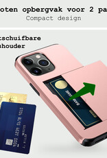 BASEY. Hoes Geschikt voor iPhone 11 Pro Hoesje Hard Case Met Pas Houder Met Screenprotector - Hoesje Geschikt voor iPhone 11 Pro Hoes Shockproof Hard Cover Met Kaarthouder - Rosé Goud