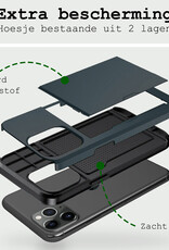 BASEY. Hoes Geschikt voor iPhone 11 Pro Hoesje Hard Case Met Pas Houder Met 2x Screenprotector - Hoesje Geschikt voor iPhone 11 Pro Hoes Shockproof Hard Cover Met Kaarthouder - Donker Blauw