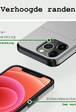 BASEY. Hoes Geschikt voor iPhone 11 Pro Hoesje Hard Case Met Pas Houder Met 2x Screenprotector - Hoesje Geschikt voor iPhone 11 Pro Hoes Shockproof Hard Cover Met Kaarthouder - Grijs