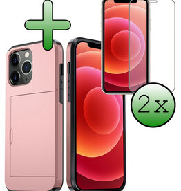 BASEY. BASEY. iPhone 11 Pro Hoesje Pashouder Hard Met 2x Screenprotector - Rosé Goud