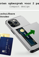 BASEY. Hoes Geschikt voor iPhone 11 Pro Max Hoesje Hard Case Met Pas Houder - Hoesje Geschikt voor iPhone 11 Pro Max Hoes Shockproof Hard Cover Met Kaarthouder - Grijs