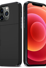 BASEY. Hoes Geschikt voor iPhone 11 Pro Max Hoesje Hard Case Met Pas Houder - Hoesje Geschikt voor iPhone 11 Pro Max Hoes Shockproof Hard Cover Met Kaarthouder - Zwart