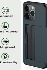 BASEY. Hoes Geschikt voor iPhone 11 Pro Max Hoesje Hard Case Met Pas Houder Met Screenprotector - Hoesje Geschikt voor iPhone 11 Pro Max Hoes Shockproof Hard Cover Met Kaarthouder - Donker Blauw