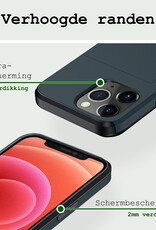 BASEY. Hoes Geschikt voor iPhone 11 Pro Max Hoesje Hard Case Met Pas Houder Met Screenprotector - Hoesje Geschikt voor iPhone 11 Pro Max Hoes Shockproof Hard Cover Met Kaarthouder - Donker Blauw
