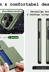 BASEY. Hoes Geschikt voor iPhone 11 Pro Max Hoesje Hard Case Met Pas Houder Met Screenprotector - Hoesje Geschikt voor iPhone 11 Pro Max Hoes Shockproof Hard Cover Met Kaarthouder - Donker Groen